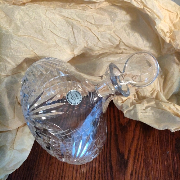 Side Rest Crystal Glass Decanter Vintage Hand Blown Astal 68 Ounce NWOT - Picture 5 of 7